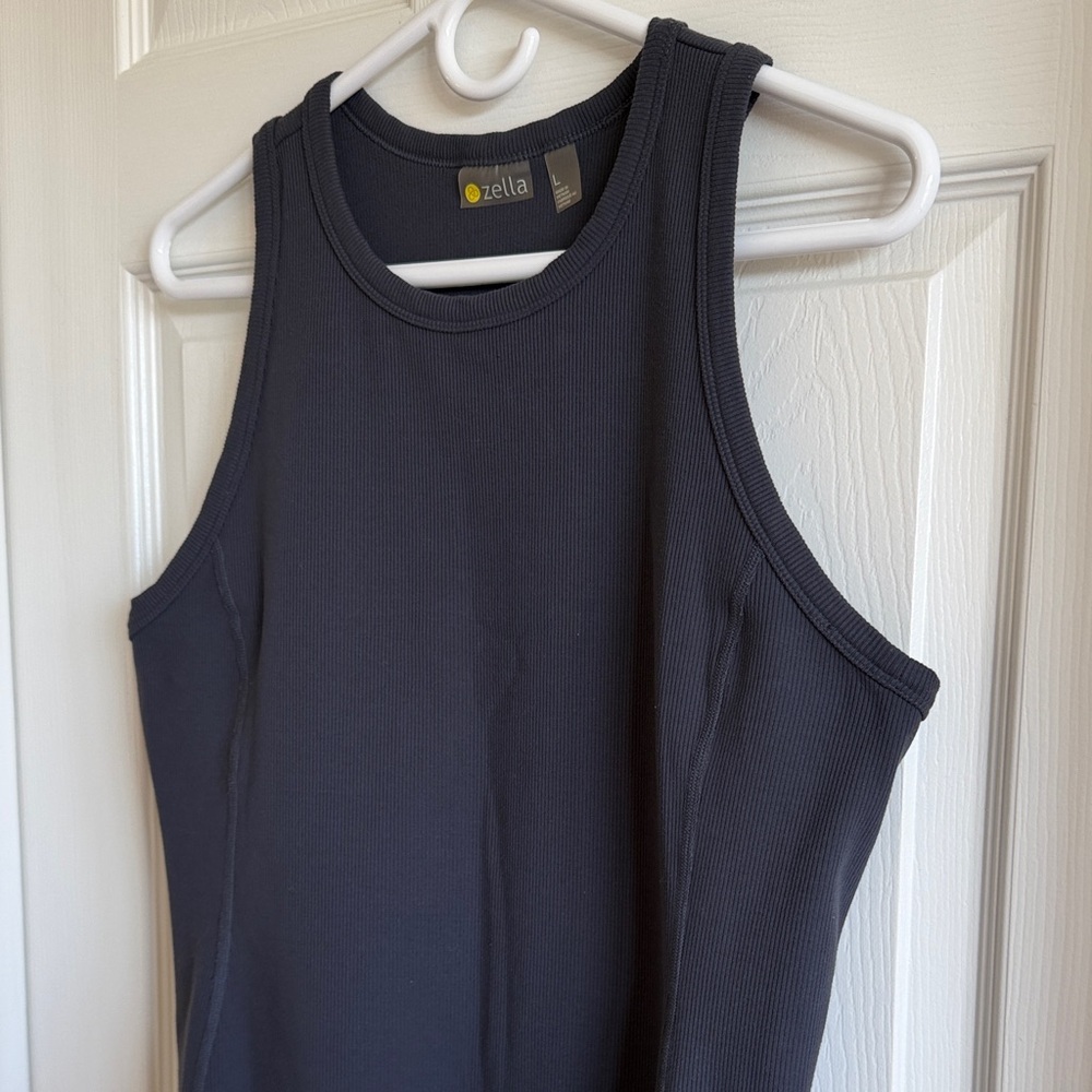 Zella Gray Sleeveless Pocket Mini Dress - Picture 3 of 9